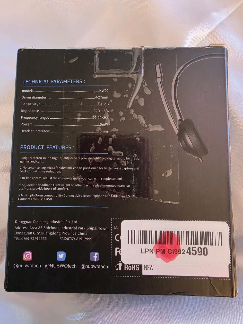 HW02 Black Computer Headset